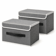 thumbnail image 1 of 2 Pack Stackable Fabric Storage Bins with Flip-Top Lids, Gray Closet Organizer Boxes with Handles for Clothes, Towels, Blankets, Bedroom and Dorm Room, 1 of 7