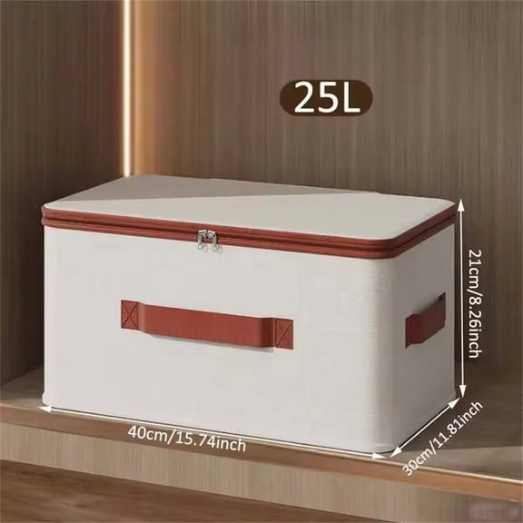 Foldable Storage Box with Lid, Stackable Fabric Organizer Bin for Clothes and Blankets