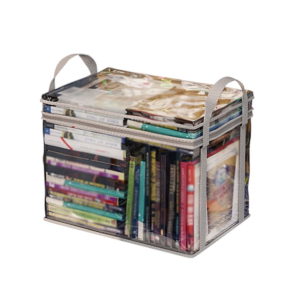 Foldable Storage Box with Zipper - Large Clear Book Bag for Classroom, Bookshelf, and Toy Organization