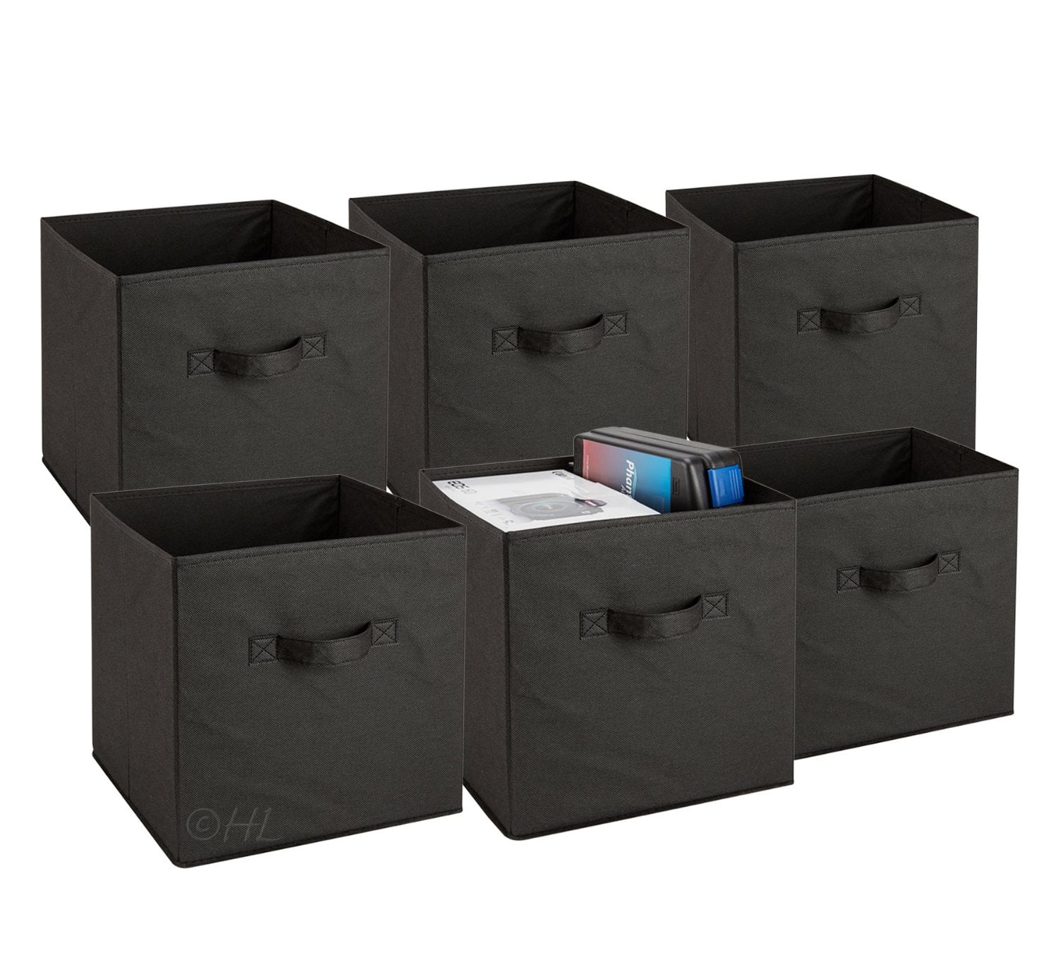 Foldable Storage Cube Bins - Black - Pack of 6 - Walmart.com