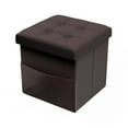 thumbnail image 1 of Foldable Storage Cube Ottoman with Pockets Brown: Tufted, Faux Leather, MDF Frame, 330lb Capacity, 1 of 6
