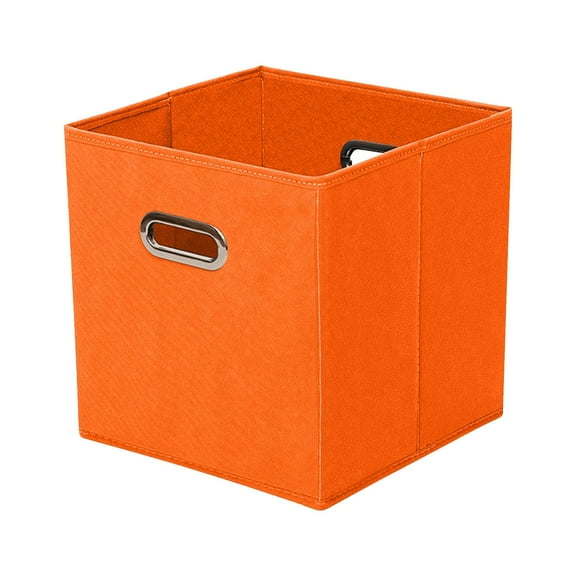 Foldable Storage Cubes -Fabric Baskets for Organizing Pantry, Closet, Shelf, Nursery, Playroom, Toy Box - Dual Handle Collapsible Closet Organizers And Storage Bins (Orange)Ciozy