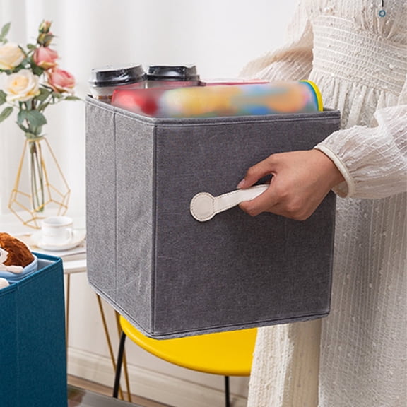 Foldable Storage Cubes | Fabric Bins with Handles | Multi-Color Organizer Baskets for Shelves, Closet, & Room | 10.24x10.24x11.02 Inches | 1-Piece Set