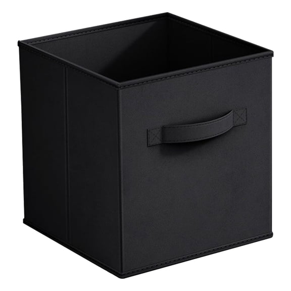 Foldable Storage Cubes with Handle, 13X13X13 Inches Fabric Organizer Box for Clothes Toys Towels, Home Wardrobe Closet Storage Basket, A Black, Open-Top Fabric Storage Box