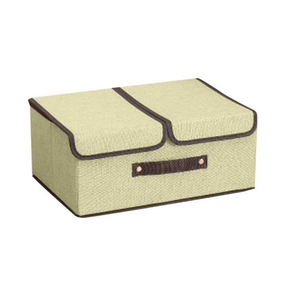 Foldable Storage Cubes - Linen Fabric, PU Handles, Stackable Organizer for Clothes & Accessories