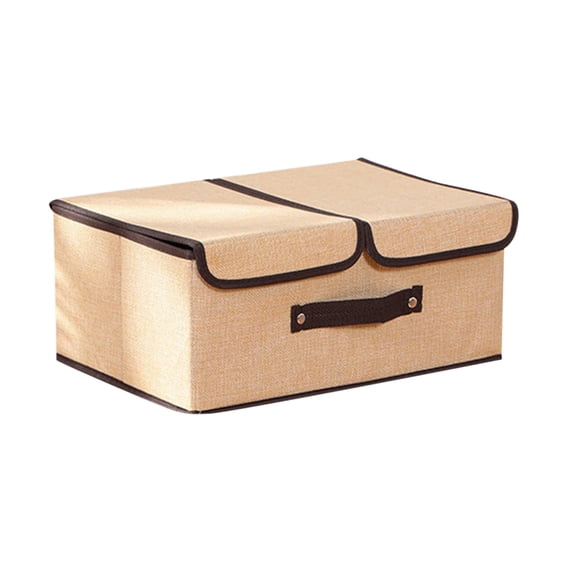Foldable Storage Cubes - Linen Fabric, PU Handles, Stackable Organizer for Clothes & Accessories