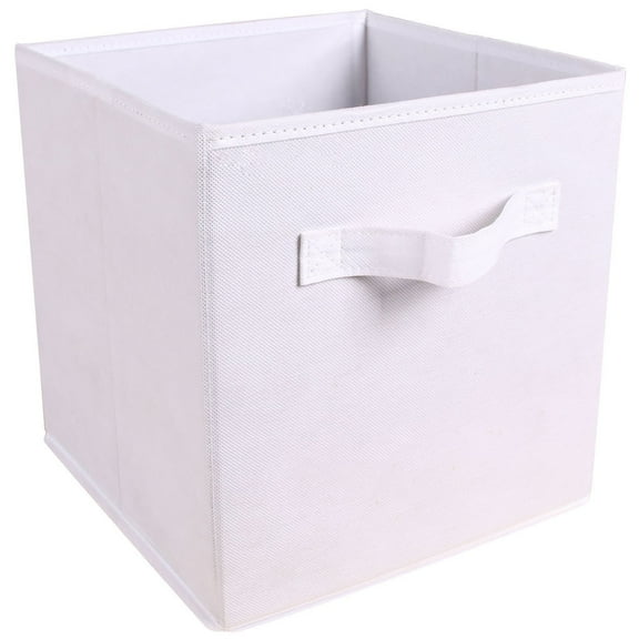 Foldable Storage Cubes Solid Color Fabric Baskets for Organizing Pantry Closet Shelf Dual Handle Collapsible Closet Organizers and Storage Bin White 11 In