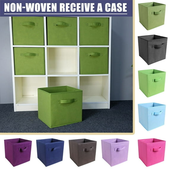 Foldable Storage Cubes Solid Color Fabric Baskets for Organizing Pantry Closet Shelf Dual Handle Collapsible Closet Organizers and Storages Bin Sky Blue 11 In
