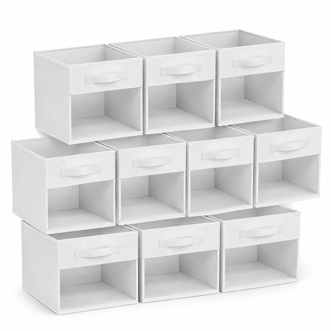 Foldable Storage Cubes with Window, 10 Pack, 11x11 inch, White Fabric ...