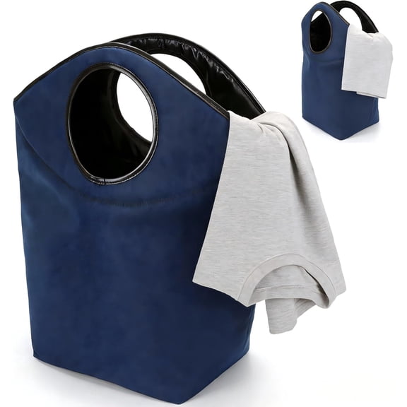 Foldable Storage Hamper Bag with Soft Padded Handle, 17.7x17x9.5inch Multi-Purpose Oxford Fabric Laundry Basket, Collapsible Storage Bag for , Bedroom, Dormitory, Travel & Outdoor