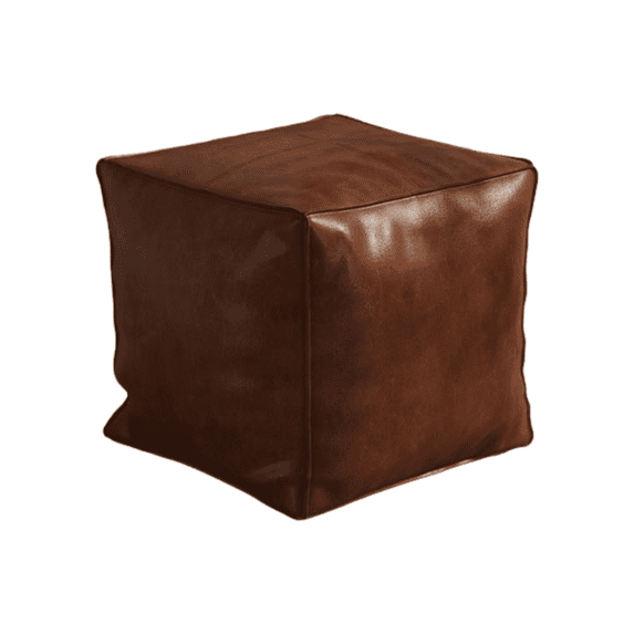 Foldable Storage Ottoman, Brown Faux Leather Pouf, Multifunctional ...