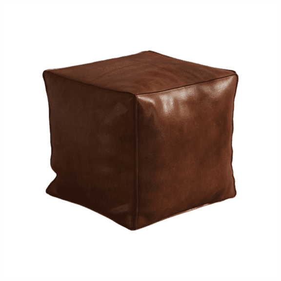Foldable Storage Ottoman, Brown Faux Leather Pouf, Multifunctional Footrest Stool with Removable Cover, Living Room Furniture, Seating and Organizer for Blankets, Toys, Clothes