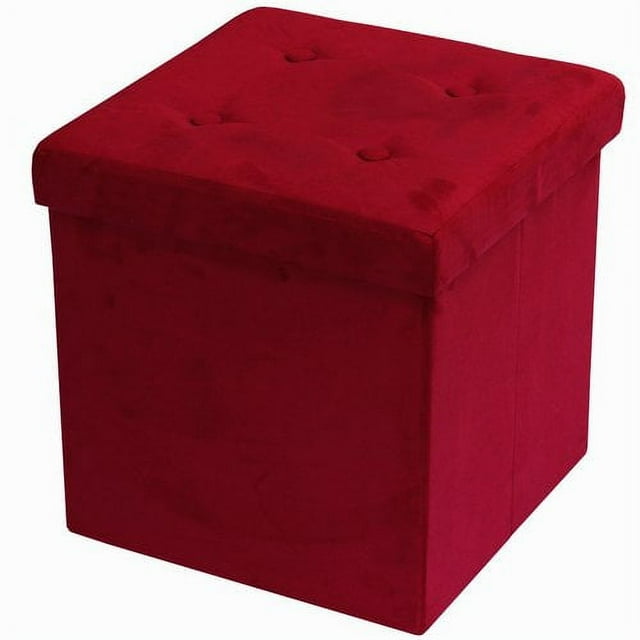 Foldable Storage Ottoman With Cover, Suede