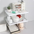 thumbnail image 1 of Foldable Storage Rack | Desktop Organizer Plastic Shelf | Cup Stand Desk Shelf for Office Dorm | Dual-Layer Space | Portable Design | Holds Monitors Books Plants | 34.5x15x13.8cm or 31.5x19.5x16cm, 1 of 6