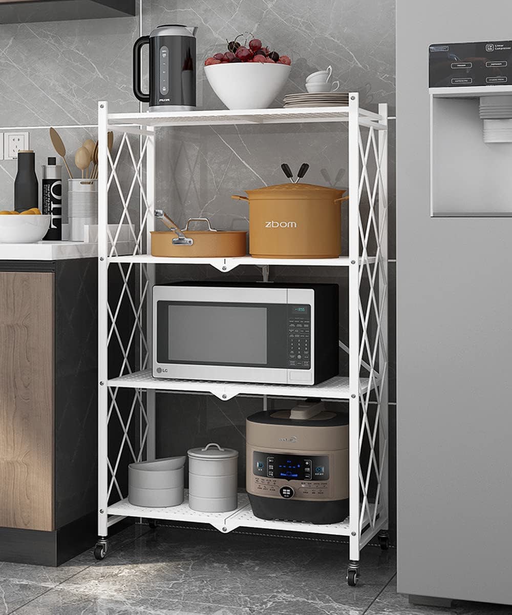 Foldable Storage Shelves Heavy Duty, 4Shelf Collapsible Metal Shelves