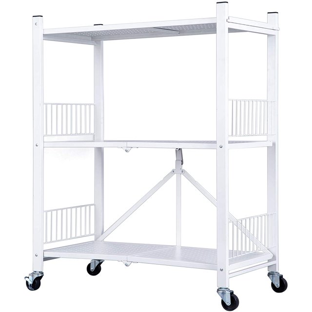 Foldable Storage Shelves Unit, 3Tier Small Folding Utility Shelf