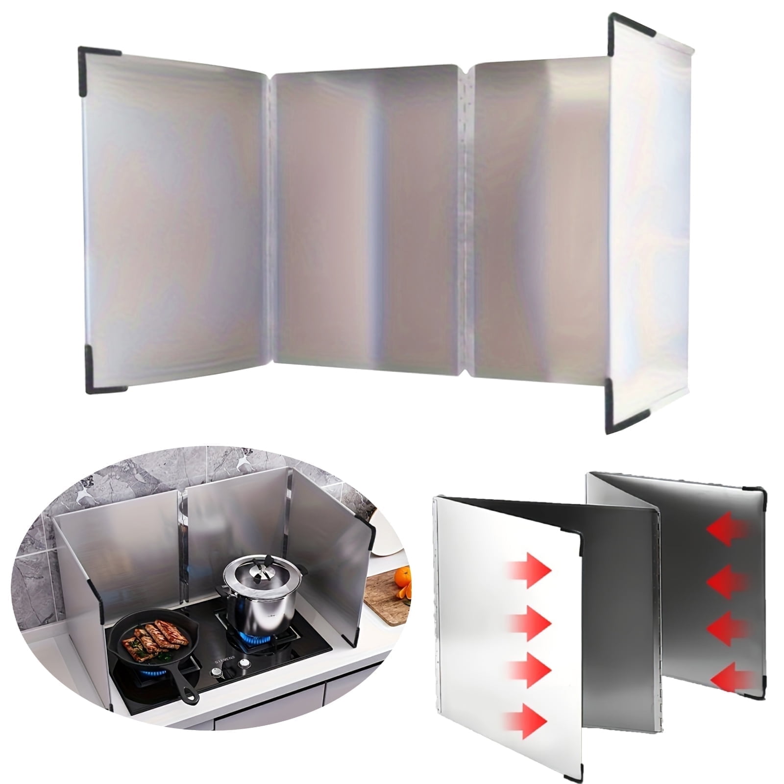 Foldable Stove Splatter Guard Grease Shield Nonstick Oil Stove Splash Guard Cooking Splatter Screen Kitchen Backsplash Protector For Stove Top Wall Gas Range Frying Pan Camping,4 Sided