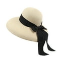 thumbnail image 1 of Foldable Straw Hat with Bow Detail Women Summer Beach Vacation Sun Protective Accessory, 1 of 6