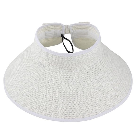 Foldable Straw Sun Visors for Women, Sun Protecetion Wide Brim Sun Hats Adjustable Roll Up Beach Hat