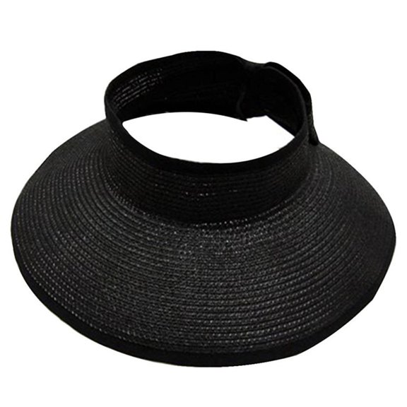 Foldable Straw Sun Visors for Women, Sun Protecetion Wide Brim Sun Hats Adjustable Roll Up Beach Hat