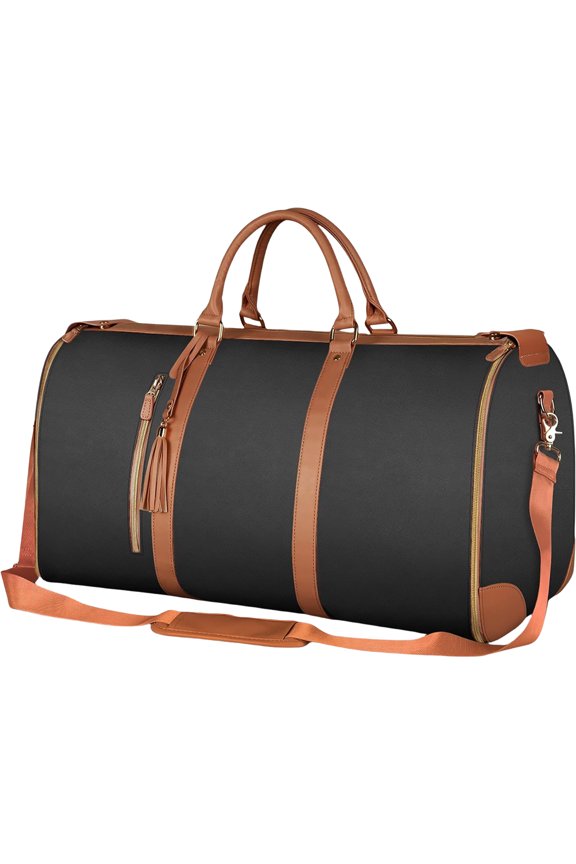 Foldable Suitcase Suit Travel Bag for Business or Casual Adjustable Strap Water Resistant PU Leather Garment Bag
