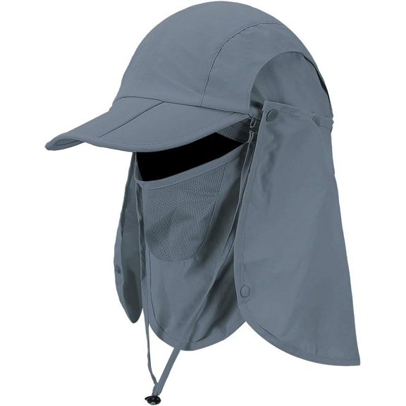 VENSIO-Foldable Sun Cap Fishing Hats UPF 50+ Protection Caps with Face Mask Neck Flap for Outdoor-darkgray-onesize