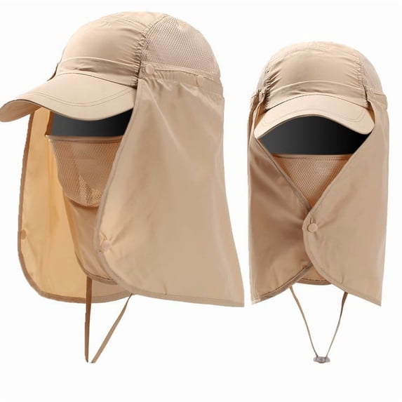 Foldable Sun Cap, Fishing Hats, UPF 50+ Protection Caps with Face Mask Neck Flap
