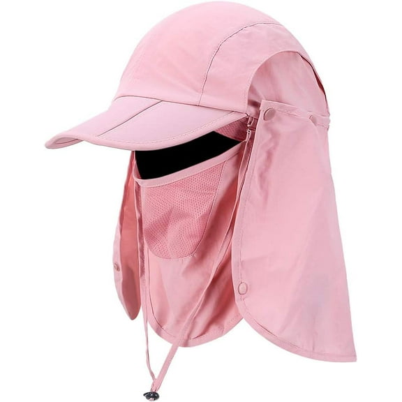 Foldable Sun Cap, Fishing Hats, UPF 50+ Protection Caps with Face Mask Neck Flap