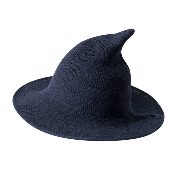 Foldable Sun Hat,Large Brim Baseball Cap,Crochet Witch Hat,Lightweight Foldable Large Brim Crochet Hat Breathable Soft Witch Style Basin Cap Sunshade Headwear for Summer Outdoor Travel Beach,Blue