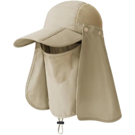 Foldable Sun Hats for Men Women Wide Brim UV Protection Fishing Hat Face Cover & Neck Flap Quick Drying & Ponytail-Hole
