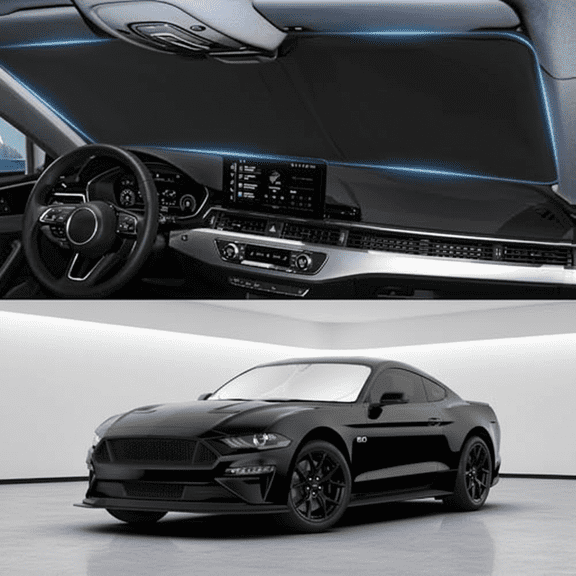 Foldable Sun Shade for Ford Mustang 2015-2026 Models - Front Windshield Cover Blocks Heat & Sun Rays, UV Protection Car Window Visor Protector