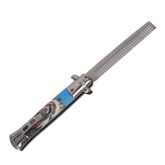 Foldable Switchblade Hair Comb Stainless Steel Pocket Spring Hairbrush for Beard Mustache Styling