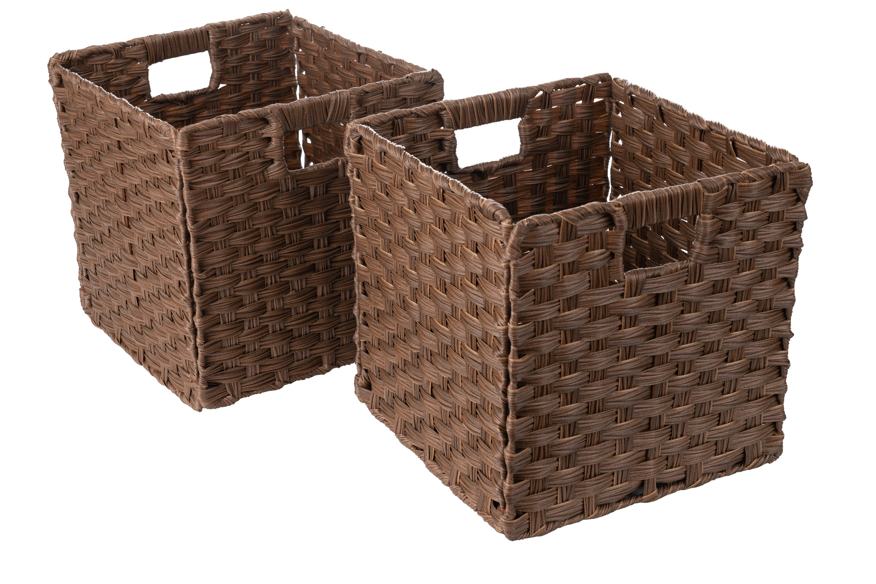 Foldable Synthetic Plastic Wicker Storage Basket with Iron Wire Frame ...