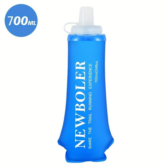 Foldable TPU Water Bottle with Silicone Nozzle, Leak-Proof, Lightweight, Ideal for Outdoor Sports, Cycling, Hiking, Fitness - Blue, Cycling Hydration Gear | Wide Mouth Bottle | Durable Water Bottle