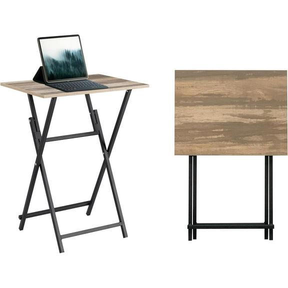 Foldable TV Tray,Set of 2,Portable Wooden Snack Table, No Installation Required, Perfect for Living Room, Bedroom, Office, and Small Spaces