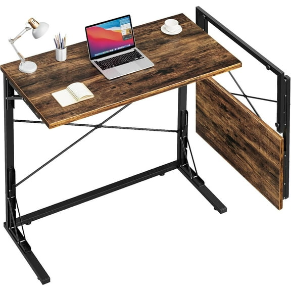 Foldable TV tray table for use on the sofa, suitable for home or office use, brown.