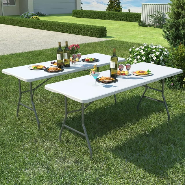 Foldable Table 6ft Plastic Folding Table Portable Heavy Duty Dining