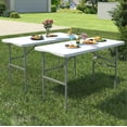 thumbnail image 1 of Foldable Table 8ft, Plastic Folding Table, Portable Heavy Duty Dining Tables with Lock Function & Carrying Handle, Outdoor Indoor Foldable White Tables for Camping Party Picnic, White, 1 of 9