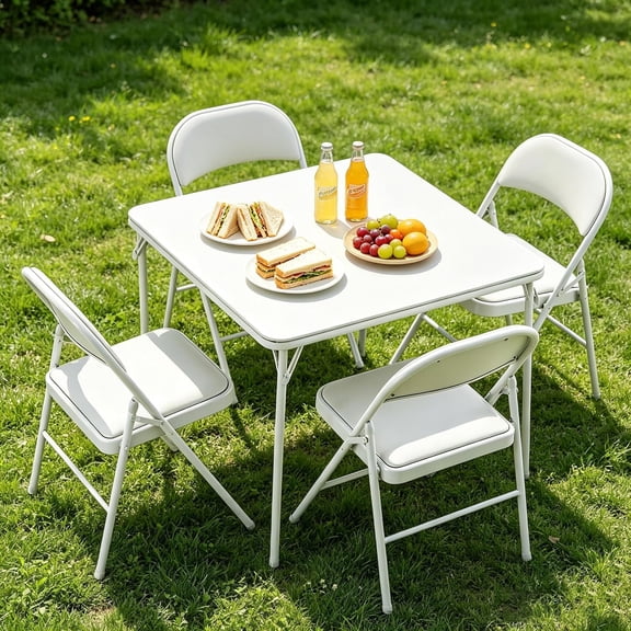 Foldable Table, Folding Tables for Indoor and Outdoor Use, 2.6 ft Square Card Table, Collapsible Design, Lightweight and , Fold Up Tables, Ideal for Camping, Dining, Picnic, White