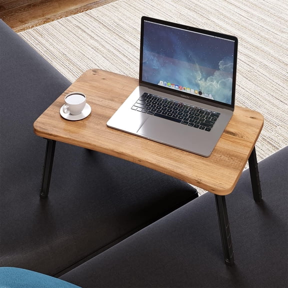 Foldable Table, Portable Laptop Desk, Bed Table Tray Breakfast and Computer Stand (Brown)