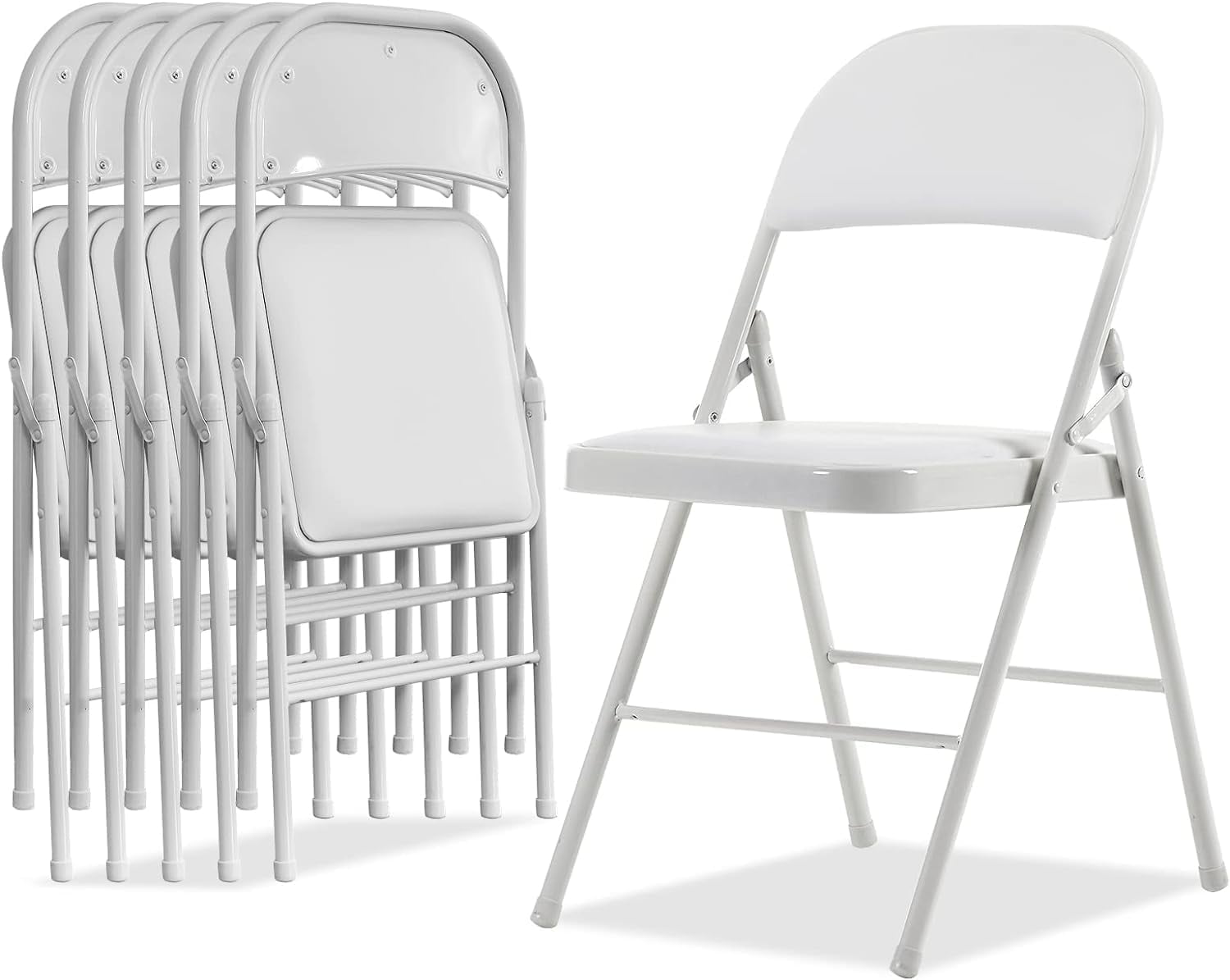 Simpli Magic Padded Folding Chairs White Metal Folding Chairs with ...