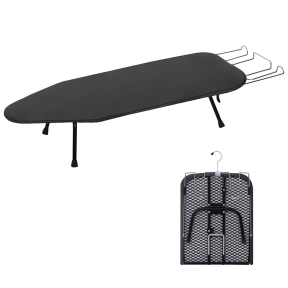 Small Tabletop Ironing Board, Heavy Duty Metal Panel Iron Board with Iron Rest, 8mm Thicken Cotton Padding and Heat Resistant Cover, 31.5"x11.8"x6.2"