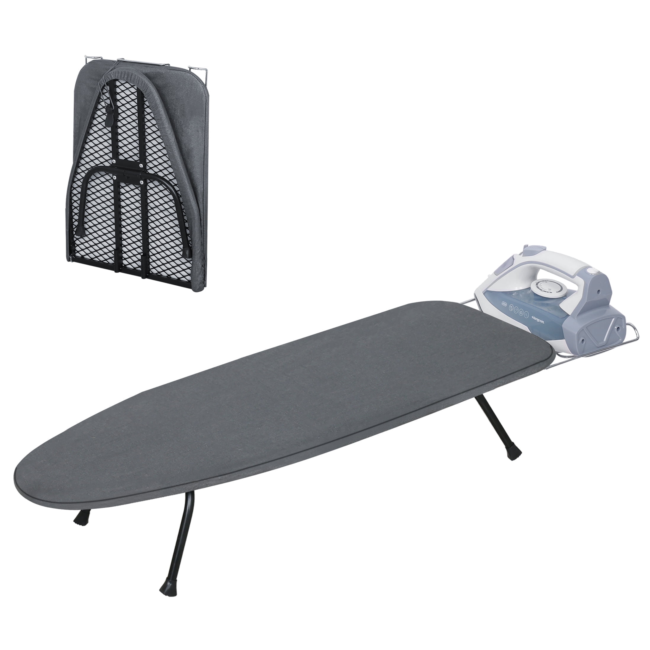 Small Tabletop Ironing Board, Heavy Duty Metal Panel Iron Board with Iron Rest, 8mm Thicken Cotton Padding and Heat Resistant Cover, 31.5"x11.8"x6.2"