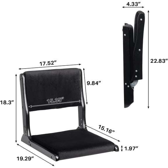 Foldable Tatami Chair, Upholstered Japanese Style Floor Seat, Wood Legless Back Rest With Cushion, Accent Meditation for Bay Window, Living Room, Bedroom, Black