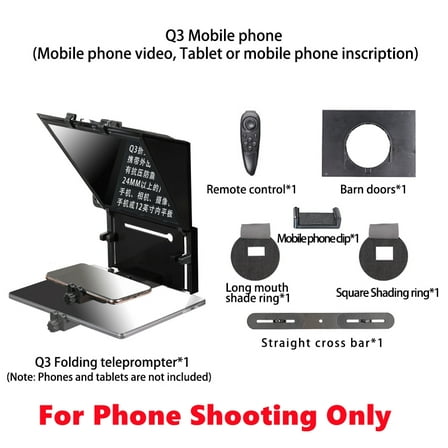 Foldable Teleprompter For 12" Tablet Phones Prompting Phones Camera Shooting Tablet Prompter ,Easy setup, Desktop controlled