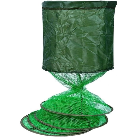 Foldable Telescopic Fishing Basket, Quick Dry Nylon Mesh Live Fish Trap Net for Shrimp & Fish