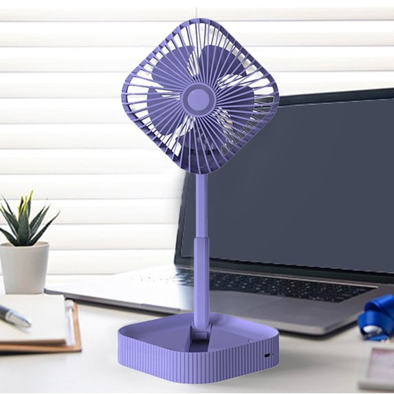 Foldable Telescopic Standing Pedestal Fan, Three Speed Silent 1200mAh Rechargeable Battery Angle Adjustable Compact Storage, Wireless Cooling Fan for Home Camping Outdoor Patio Daily Use