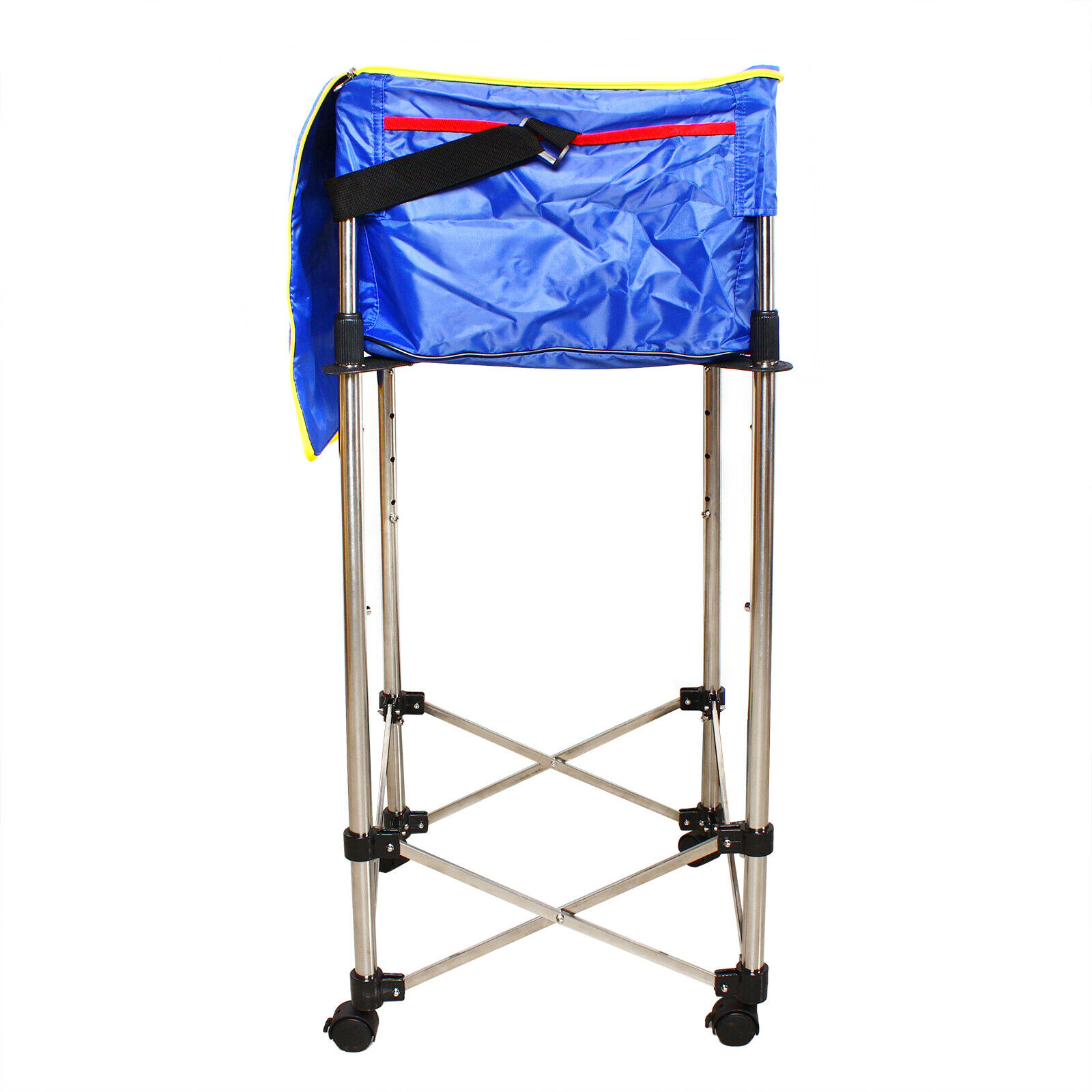 Foldable Tennis Ball Hopper Basket Cart Wheeled Teaching Cart Holding