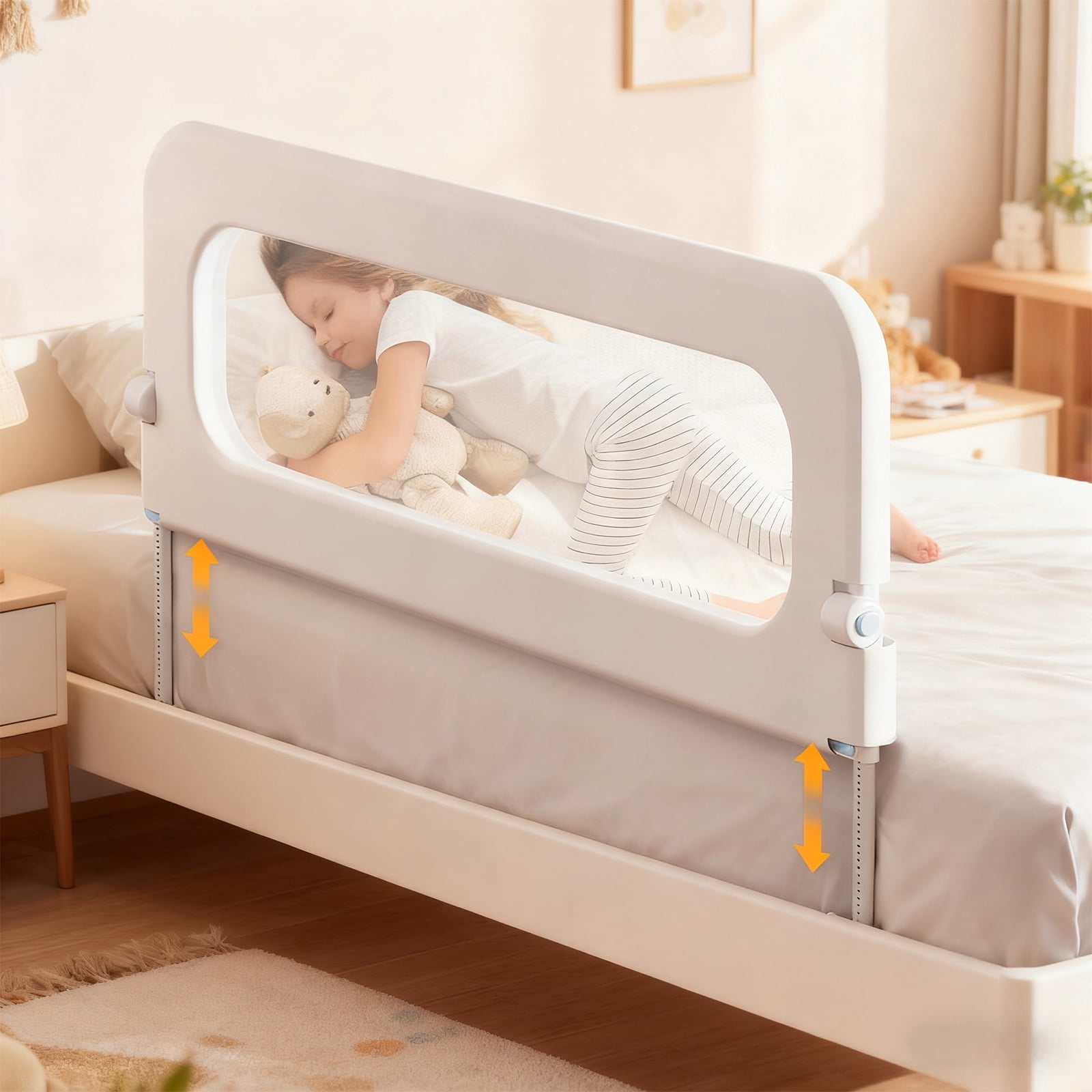 Foldable Toddler Bed Rails - Kids Guard Bumper for Crib Safe Bed Side Rail for Twin Queen King Full Size Beds 48inch