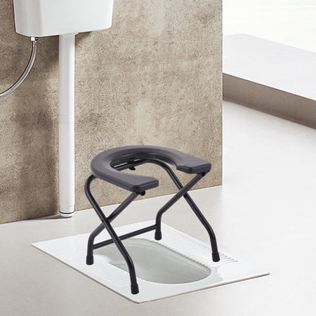 Foldable Toilet Seat Stable Bottom Commode Stool for Bathroom Adults Seniors Height 38cm